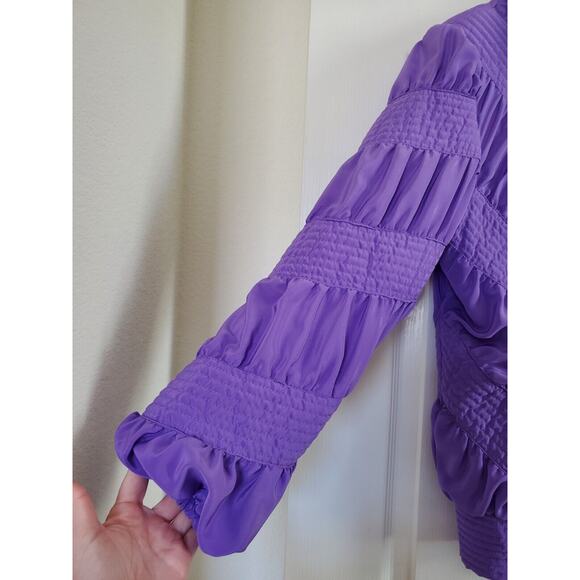 Vintage Marguerite Rubel San Francisco Unique Silky Purple Puffer Jacket, Large - Picture 6 of 12